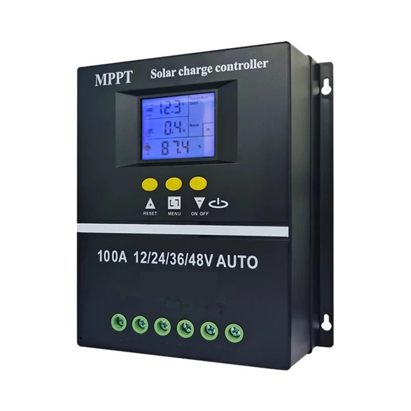 Kontroler ładowania słonecznego, 100A Podwójny Kontroler Ładowania Słonecznego USB 12V 24V 36V 48V Panel Słoneczny-stabilizator Baterii Kwasowej/litowej(100A)