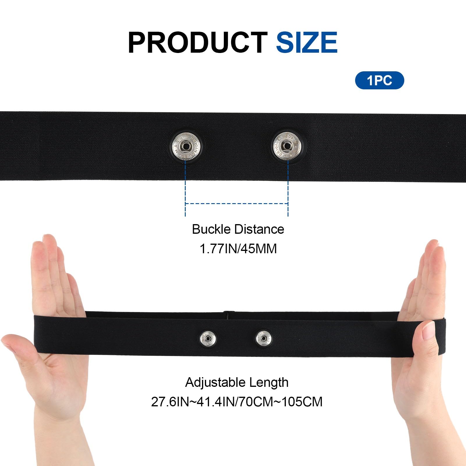 Fascia Elastica Regolabile (70 cm a 105 cm) per Compatibile con Garmin, Wahoo, Polar H10 H9, Coospo, Magene, Bryton, LIVLOV, Fascia per Cardiofrequenzimetro