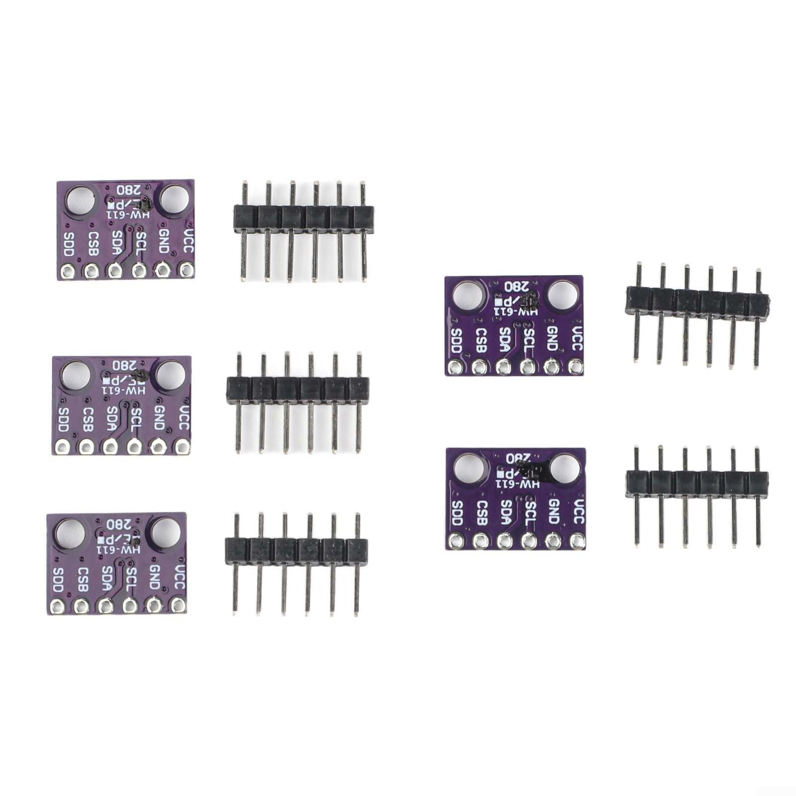 Módulo de sensor digital de temperatura, humedad y presión, para BME280 I2C para interfaz SPI, rango de -40 a 85C, compacto de 13 x 10 mm para electrónica de bricolaje, paquete de 5 (3.3 V)
