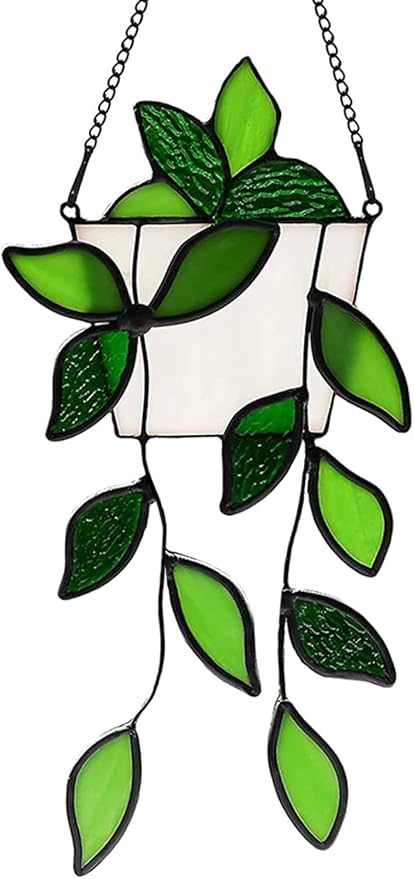 Cool Hanging Green Plant Stained Glass Sun Catcher (Under $30)