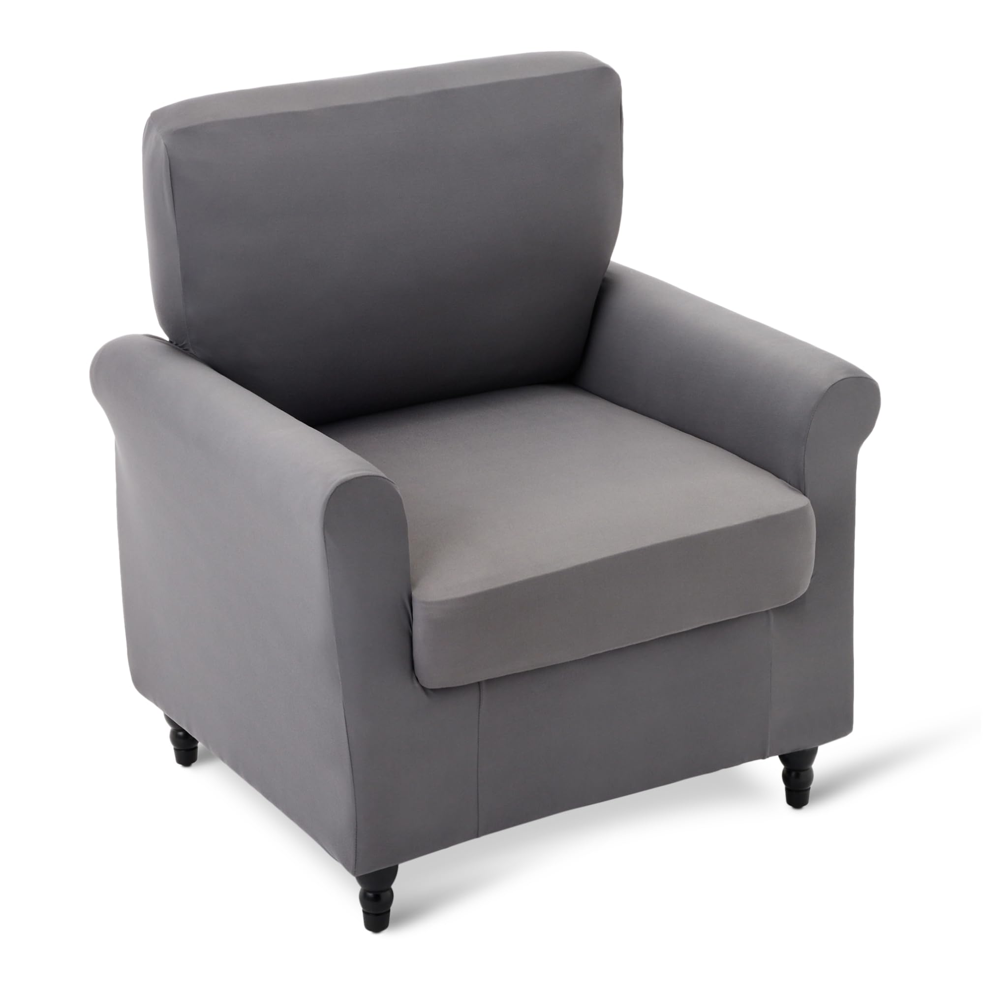 Amazon Basics Stretch Sofa Slipcover Fitted Sofa Cover Spandex Elastic Couch Cover with Elastic Bottom, Small, Dark Grey