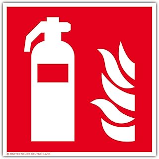Hochwertiges Feuerlöscher Schild - 15x15 cm langnachleuchtend + selbstklebend - Original Protecticure Fluchtwegschild PVC -Rettungszeichen/Rettungsschild/nachleuchtend