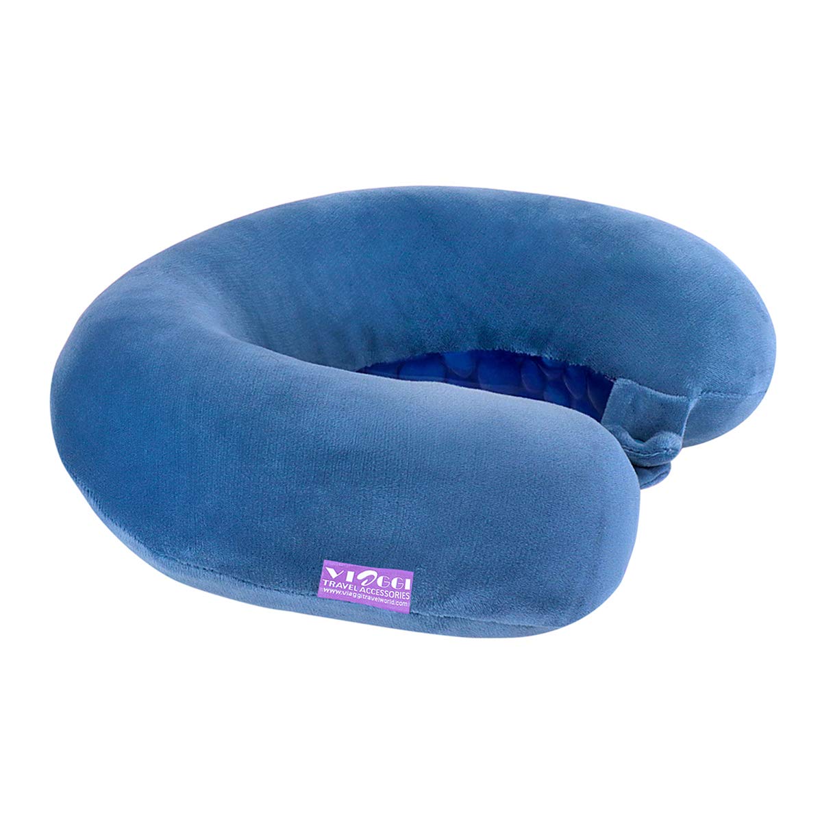 VIAGGI Silicone Cooling Gel U Shaped Memory Foam Travel Neck Pillow - Blue 3