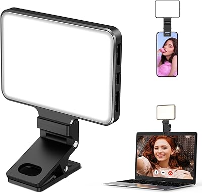 Metal Selfie Light - Weilisi Rechargeable Clip-on Ultra-Thin Phone Light with Stepless Dimming, iPhone Light for Makeup, Video Conference, Compatible with iPhone, Android, iPad, Laptop (2000mAh)