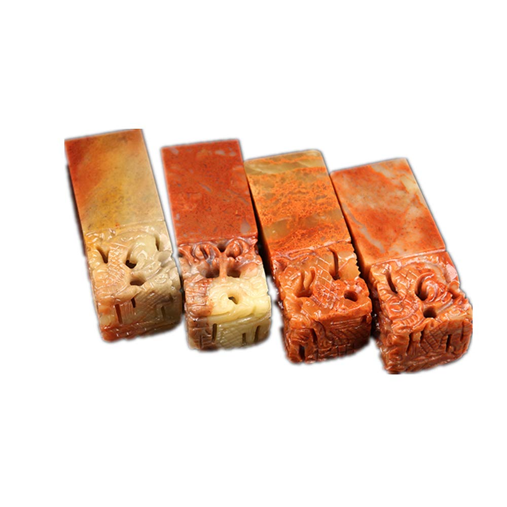 Sigillo Cinese Personalizzato - Pietra Shoushan Con Intaglio A 5 Draghi - Nome Tradotto In Cinese - Idea Regalo Unica - Foto 2