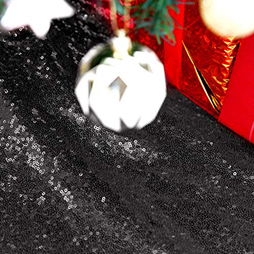 B-Cool 48Inches Christmas Tree Skirt Black Tree Skirting Halloween Party Sequin Tree Skirt Glamorous Round Sequin Decorative Handicraft Mats For Christmas Holiday Parties #TOP7