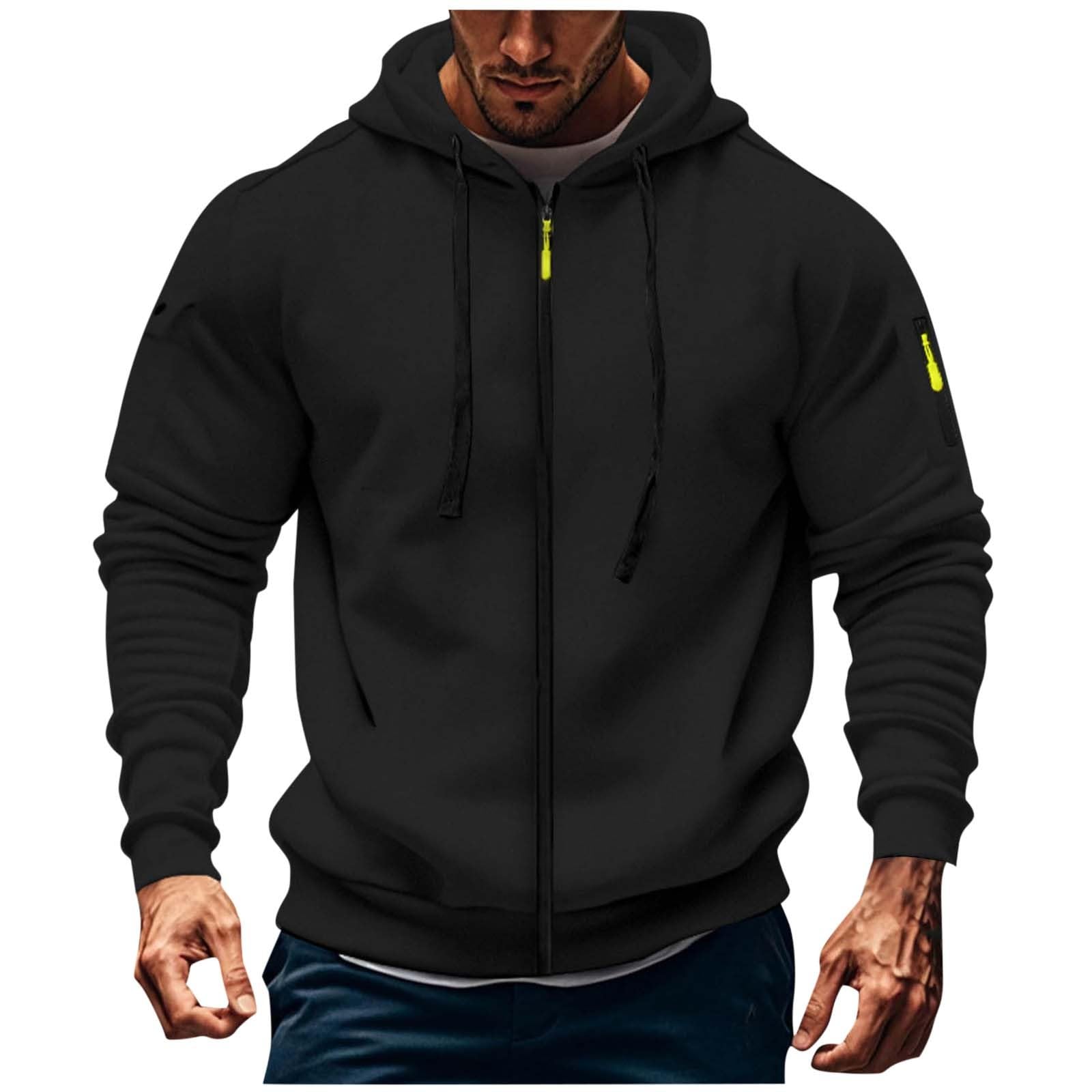 Sweats Homme Polaire Sweat à Capuche Veste avec Zippée Hiver Chaud Épaisse Sherpa Manches Longues Manteaux Poche Zippée Blouson Thermique Casual Travail Sport Pulls Polaire Homme Zippé