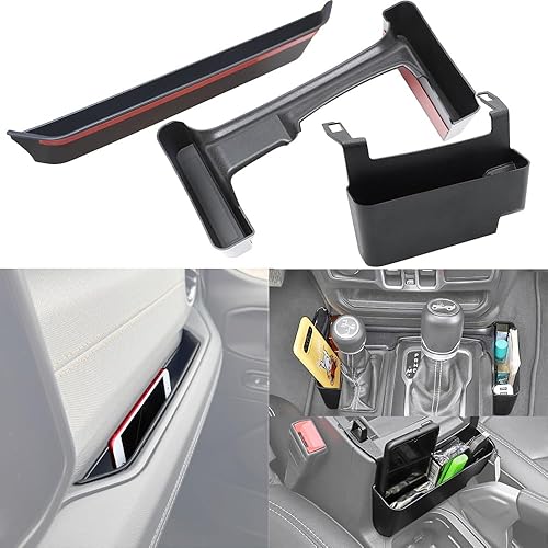 Paquete de 3 bandejas de agarre para pasajeros + bandeja lateral de palanca de cambios + caja de almacenamiento para reposabrazos para 2024 + Jeep