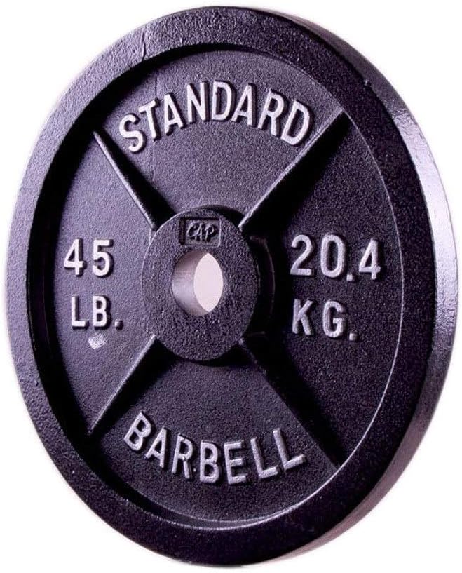 Single Barbell 2-Inch Olympic Grip Plate Black Barbell Olympic Grip Weight Plates 45lb/20kg Olympic Plate Weights Pure Iron Dumbbell