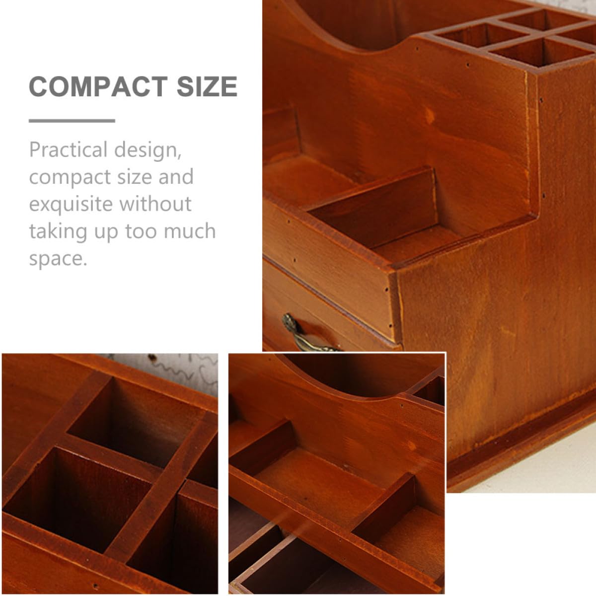 Abaodam Kosmetik Aufbewahrungsbox Holz Retro Organizer mit Schublade für Make Up und Büro Schreibtisch Hautpflege Aufbewahrung