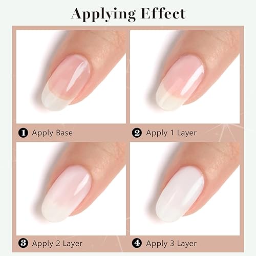 Miniatura 3 de RARJSM - Esmalte de uñas en gel, color blanco cremoso, jade transparente, 15 ml, requiere secar con lampara UV o LED, transparente, suave, verano,