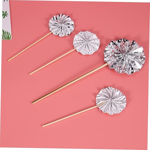 Miniatura 8 de Artibetter 20 abanicos plegables para bebé, adornos dorados, decoración de mesa de postre de madera, para cupcakes, decoración de abanicos,