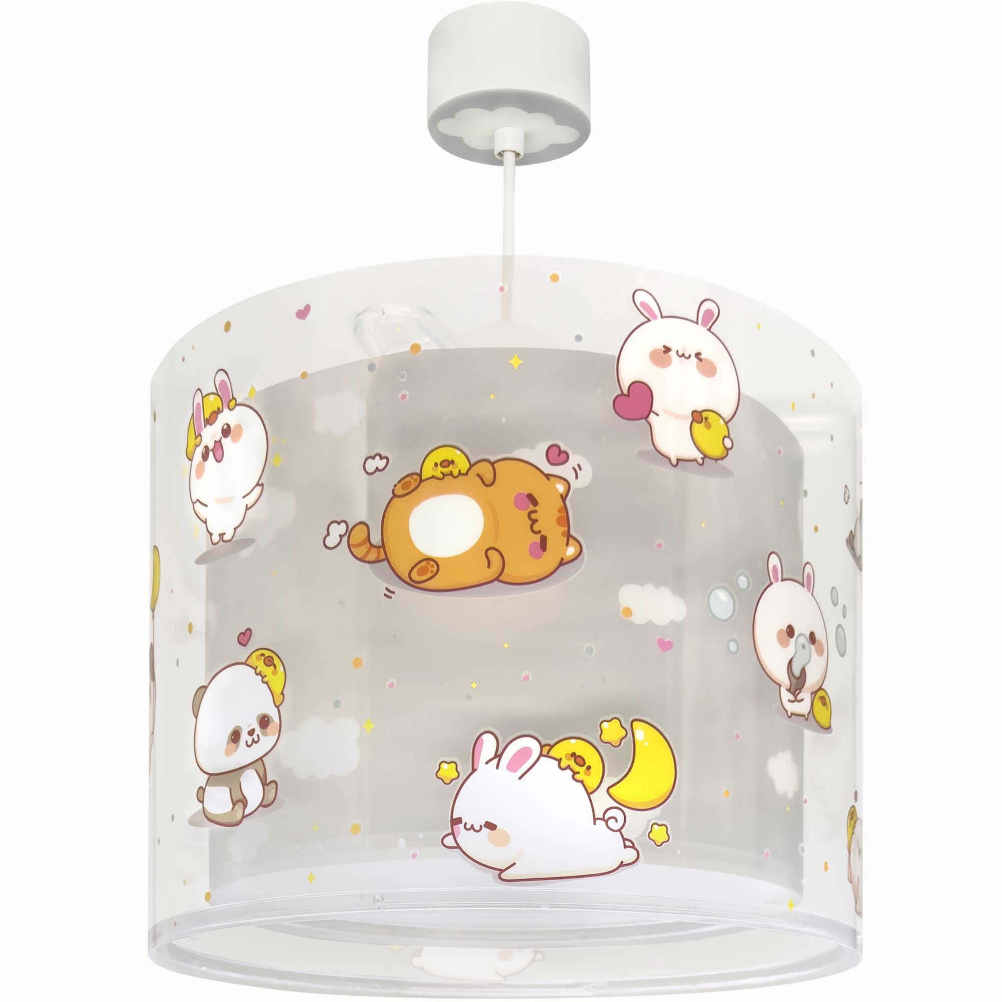 Dalber Lámpara Infantil De Techo Colgante Kawaii Friends Gris animalitos, 41762E, E27