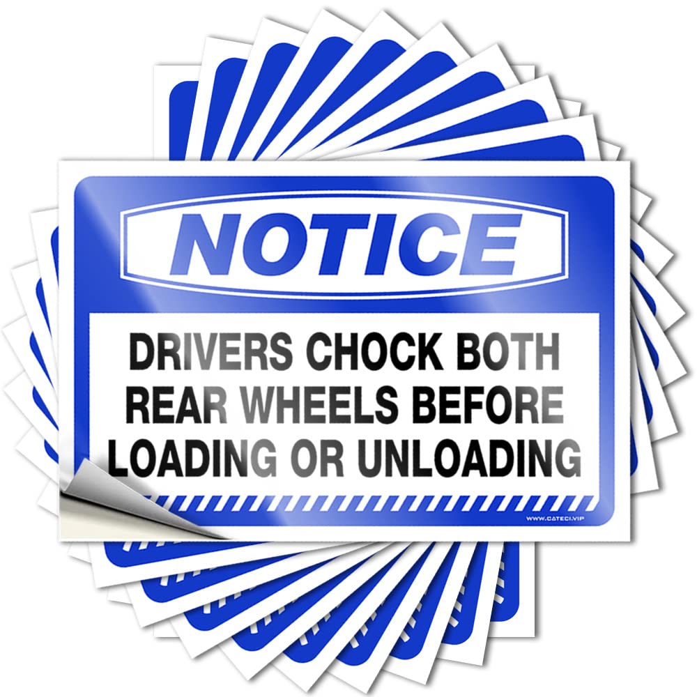 Bumper Sticker Notice Drivers Chock Both Rear Wheels Before Loading Or Unloading Stickers 10 Pcs Inappropriate Stickers Car Decals(6X9CM)