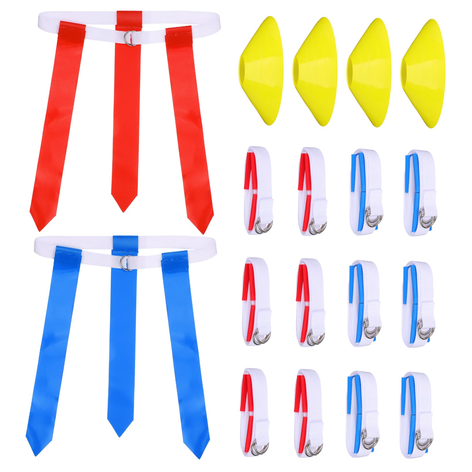 KICHOUSE Flag Football Kit 12 Belts 4 Cones Football Flags Set for Training Versatile for Children Adults Sports Accessories