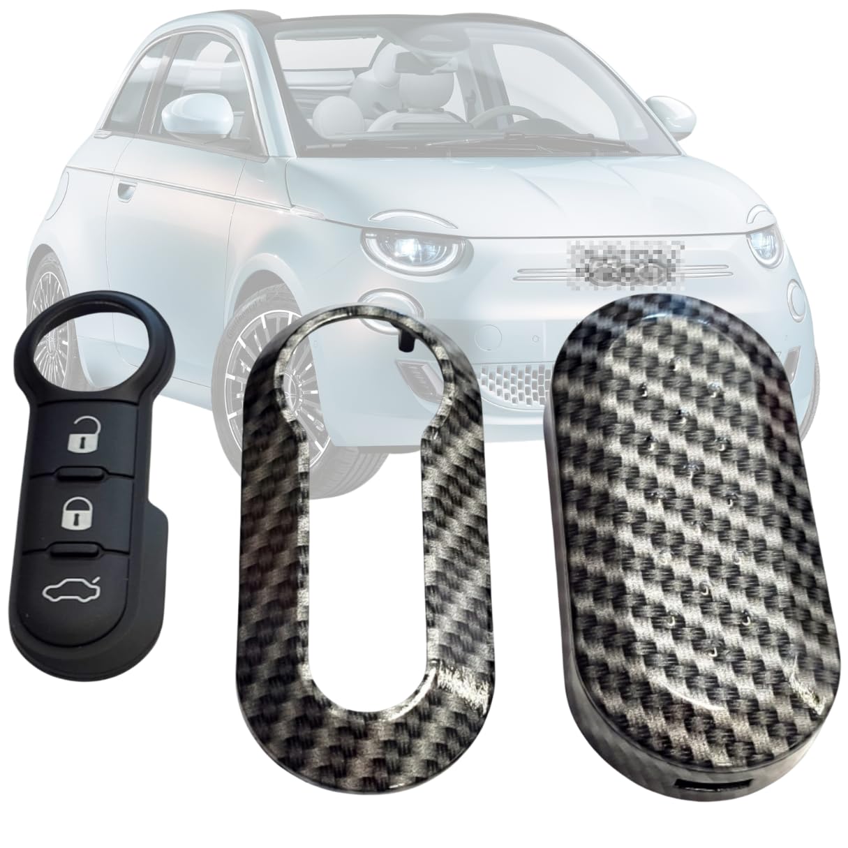 TEKLIGHT KIT GUSCIO NERO + TASTI + LOGO NON ORIGINALE FIAT / LANCIA CHIAVE 500 PUNTO EVO BRAVO PANDA 500L Y YPSILON MUSA DELTA SCOCCA CITROEN PEUGEOT NUOVO DUCATO CAMPER