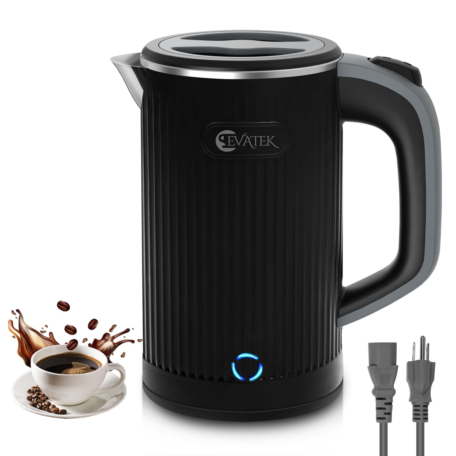 EVATEK Small Electric Kettle, 600W Mini Portable Tea Kettle, Travel Stainless Steel Interior Hot Water Boiler, Auto Shut-Off & No Base, Gift for Camping, Office, Student Dormitory
