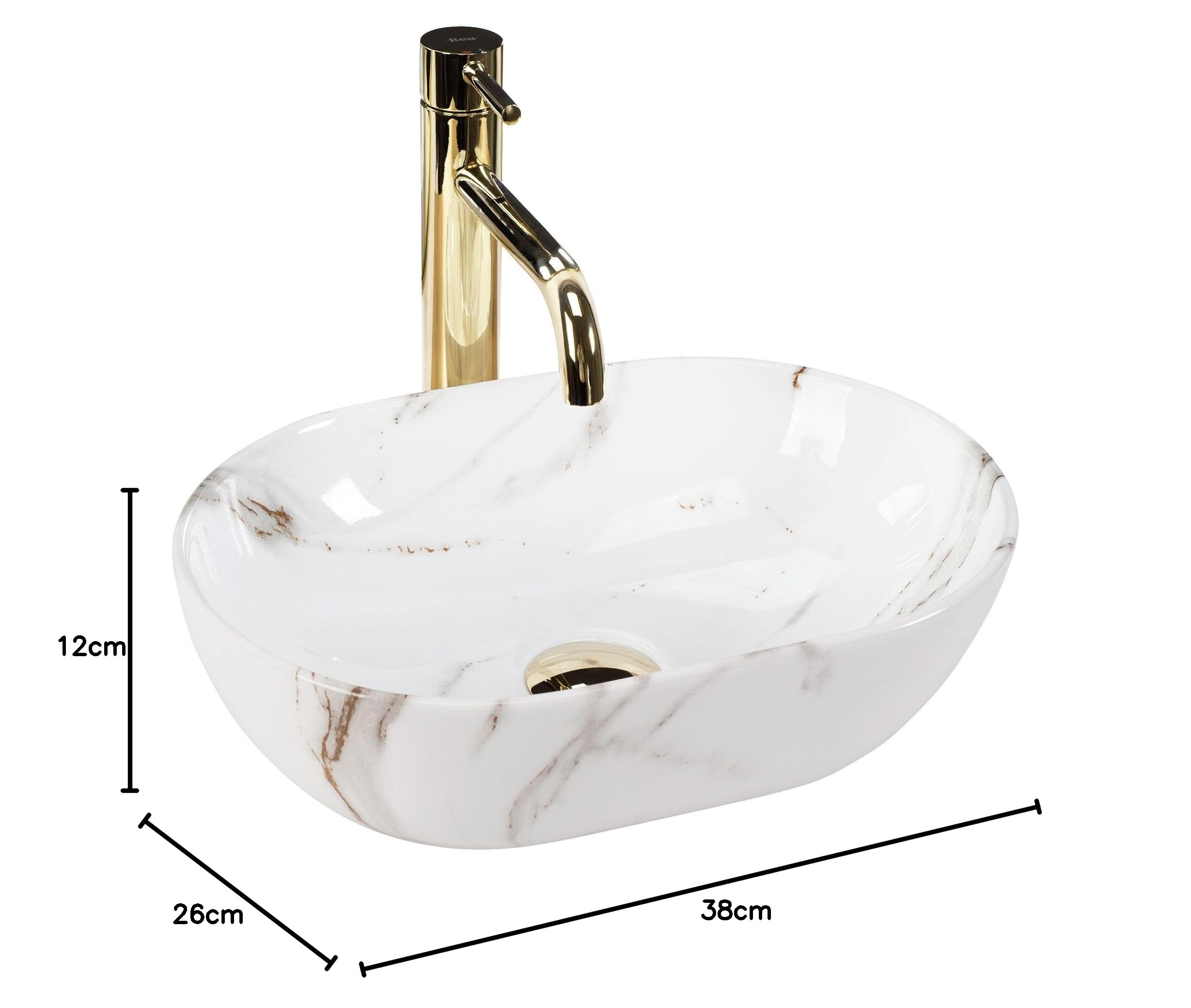 Lavabo Sobre Encimera Rea Amelia Mini Shiny Aiax Blanco