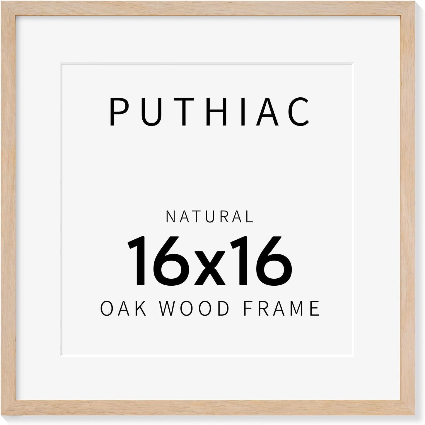 puthiac 8x10 Picture Frames for Wall - Minimalist 8x10 Oak Wood Frames, 16\"x16\" Picture Frame Wood, Natural Solid Wooden Picture Frames for Wall Art Photo and Prints(1 Pack, Beige) Beige-1P 8x10