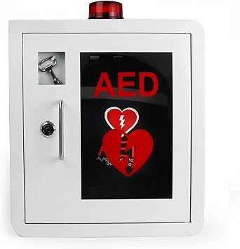 AED Cabinet,AED Defibrillator Cabinet, Defibrillator Storage Box With Light And Alarm, Wall-mounted Plastic Cardiac Defibrillation Alarm Box For Office, Nursing