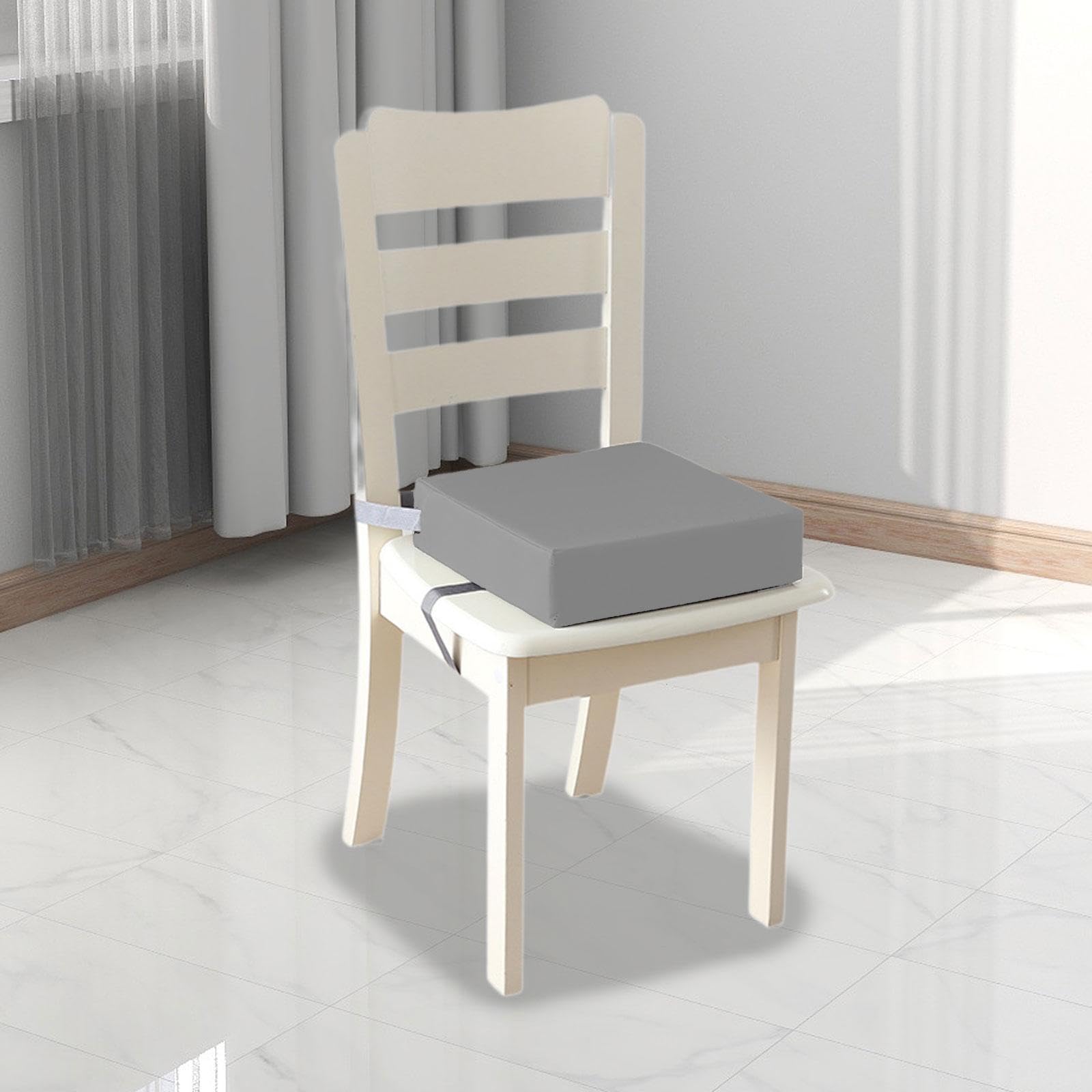 Cojín Elevador Antideslizante para Silla Ajustable, de Cuero Sintético PU Impermeable Y Esponja de Apoyo para Viajar, Gris, Individual