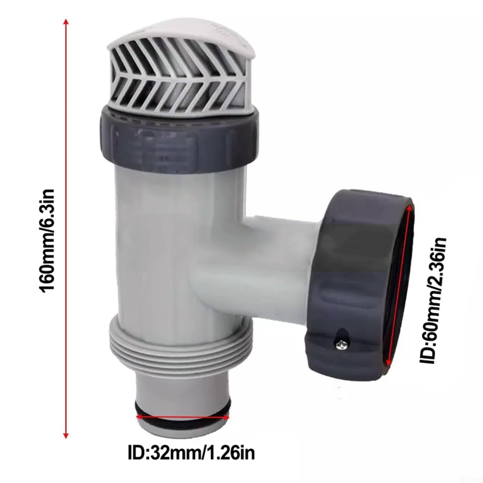 Valvola a stantuffo per piscina fuori terra per ricambio, raccordo per tubo da 3,8 cm con ugello di ingresso e filtro di uscita, adatta per Intex 28633EG 28635EG, materiale ABS, 4 pezzi (2