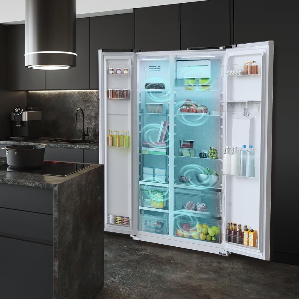 Cecotec Réfrigérateur Américain de 559 Litres Bolero CoolMarket SBS 562 Inox D. 177 cm de Hauteur et 90 cm de Largeur, Classe D, Système Multi Air Flow, No Frost Total, Moteur Inverter Plus