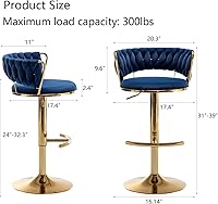 Vista 58 de Gold Velvet Bar Stools Set of 4, Counter Height Barstools with Low Back, Swivel Bar Stool for Kitchen Island, Pub (Grey)