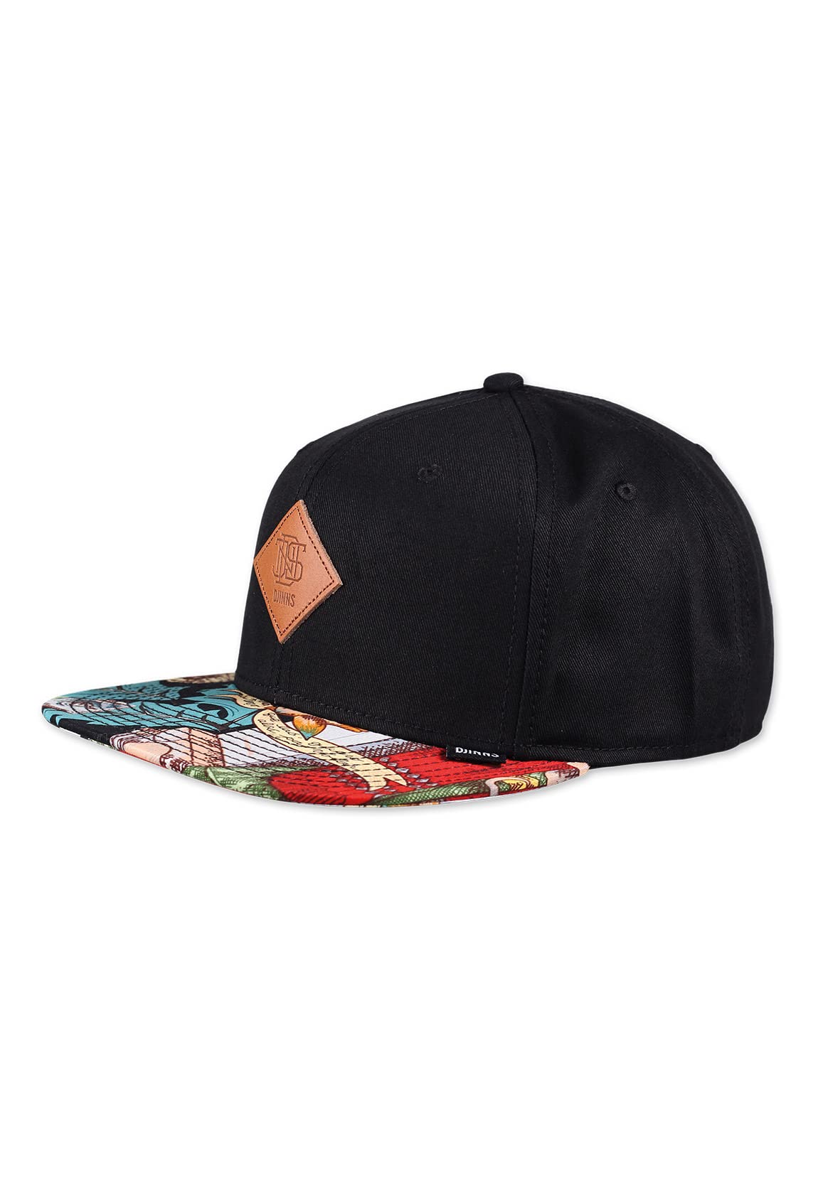 Djinns 6P SB Aloha Pine Rev. Cap Baseball Flat Brim (One Size - Black), 6 3/4-7 1/4