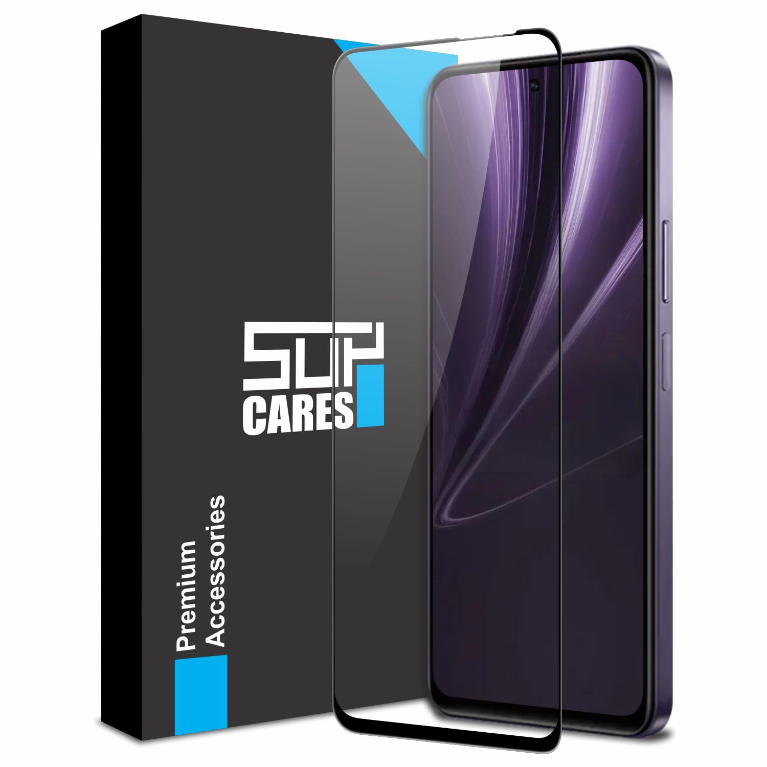 SupCares Tempered Glass for Vivo T4X, Vivo Y39 and iQOO Z10X (6.72 Inch) With Installation Kit | 9H Edge to Edge Screen Protector | Black