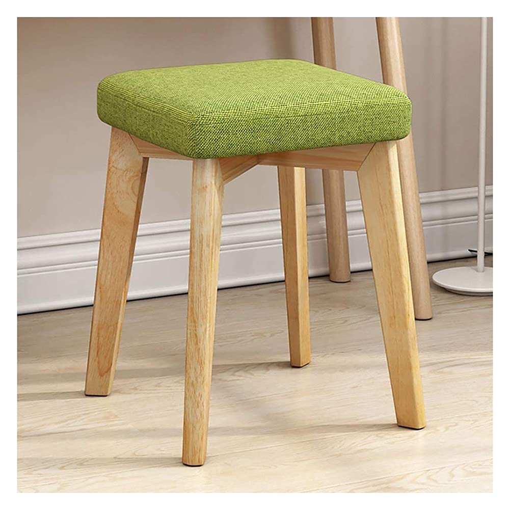 LMMIAOZ Stylish Square Wooden Stool – Makeup Vanity Ottoman with Foot Protection Ideal Makeup Seat and Footrest – Perfect for Bedroom and Bathroom Use