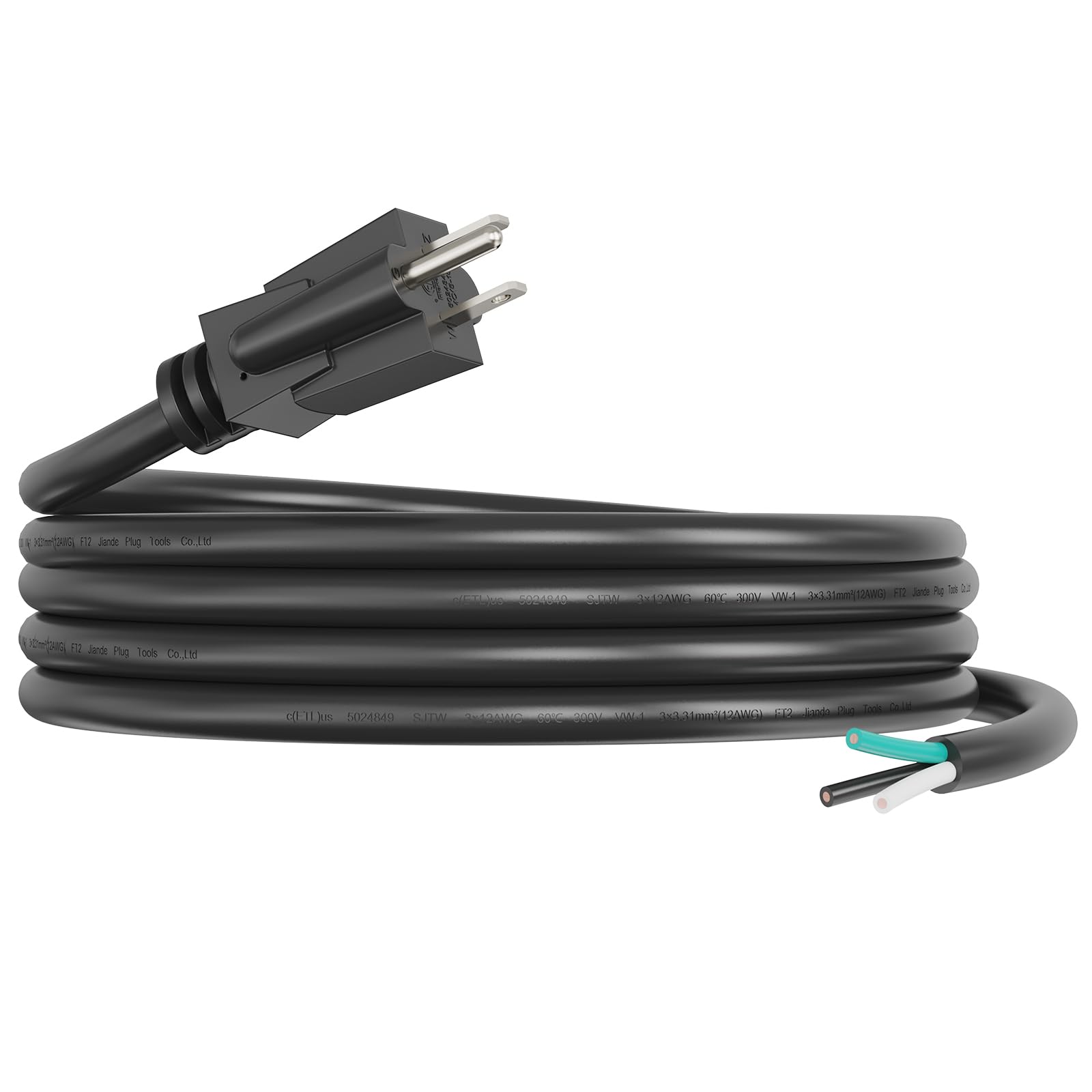 PLUGTUL Replacement Power Cord 10 FT, 12 Gauge, 3 Prong, Heavy Duty, NEMA 5-15P, 15A 125V 1875W, ETL Listed