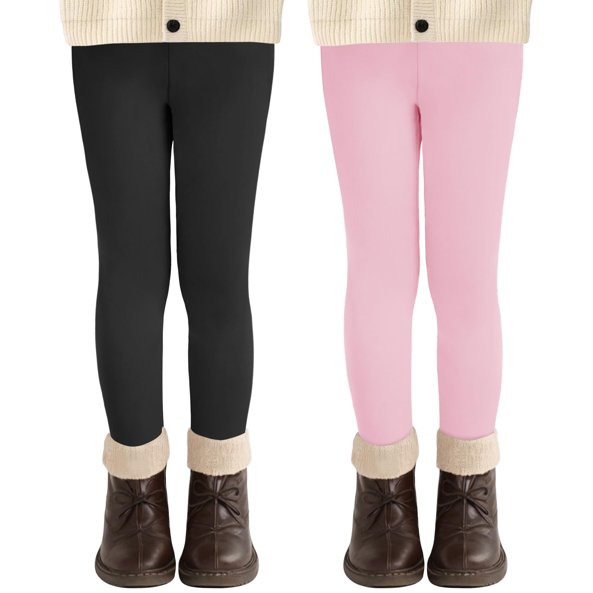 AMIYOYO Leggings Mädchen 2 Pack Leggings Kinder Sport Leggings für Mädchen Elastizität Sporthose Kinder Fitness Hosen Gymnastikhose Bequem Warm Tanzhose Basic für Girls