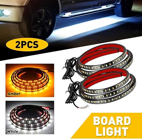 Miniatura 2 de Tira de luz LED para estribo de camión de 60 pulgadas, señal de giro ámbar secuencial DRL y luz blanca de cortesía, 288 LED, impermeable, flexible,