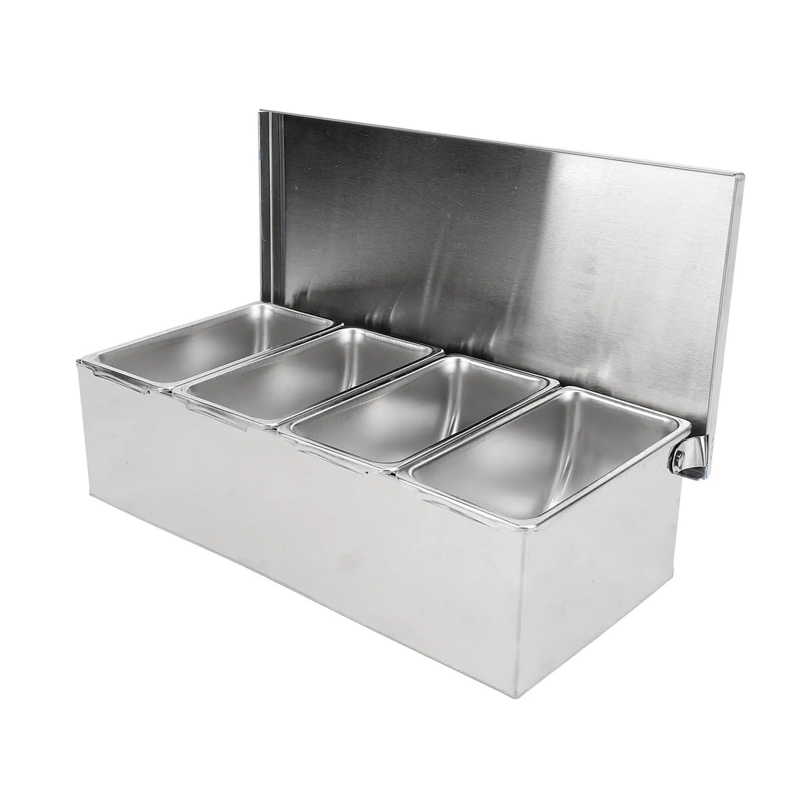 Gewürzbox mit 4 Fächern und Klappdeckel, vielseitiger Aufbewahrungsbehälter aus Edelstahl 304 for Gewürze, Salz, Zuckerkörner für Salz, Pfeffer