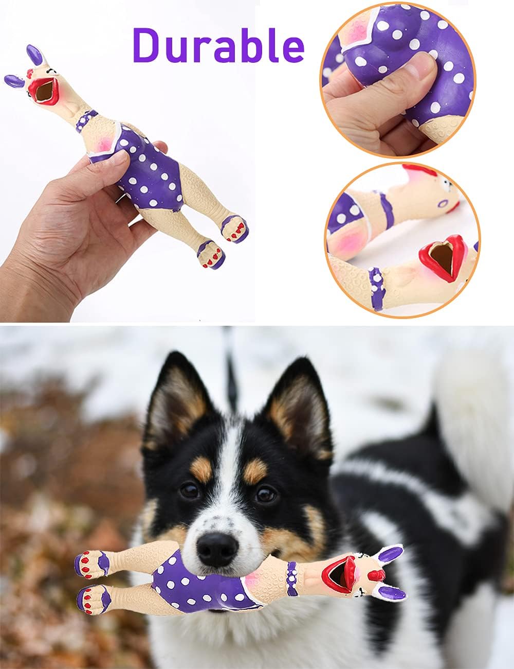 DAJOOEE Quietschendes Gummi-Huhn-Hundespielzeug, langlebiges Huhn-Hundespielzeug, weiches Gummi, Kauspielzeug für kleine und mittelgroße Hunde, 5 Stück