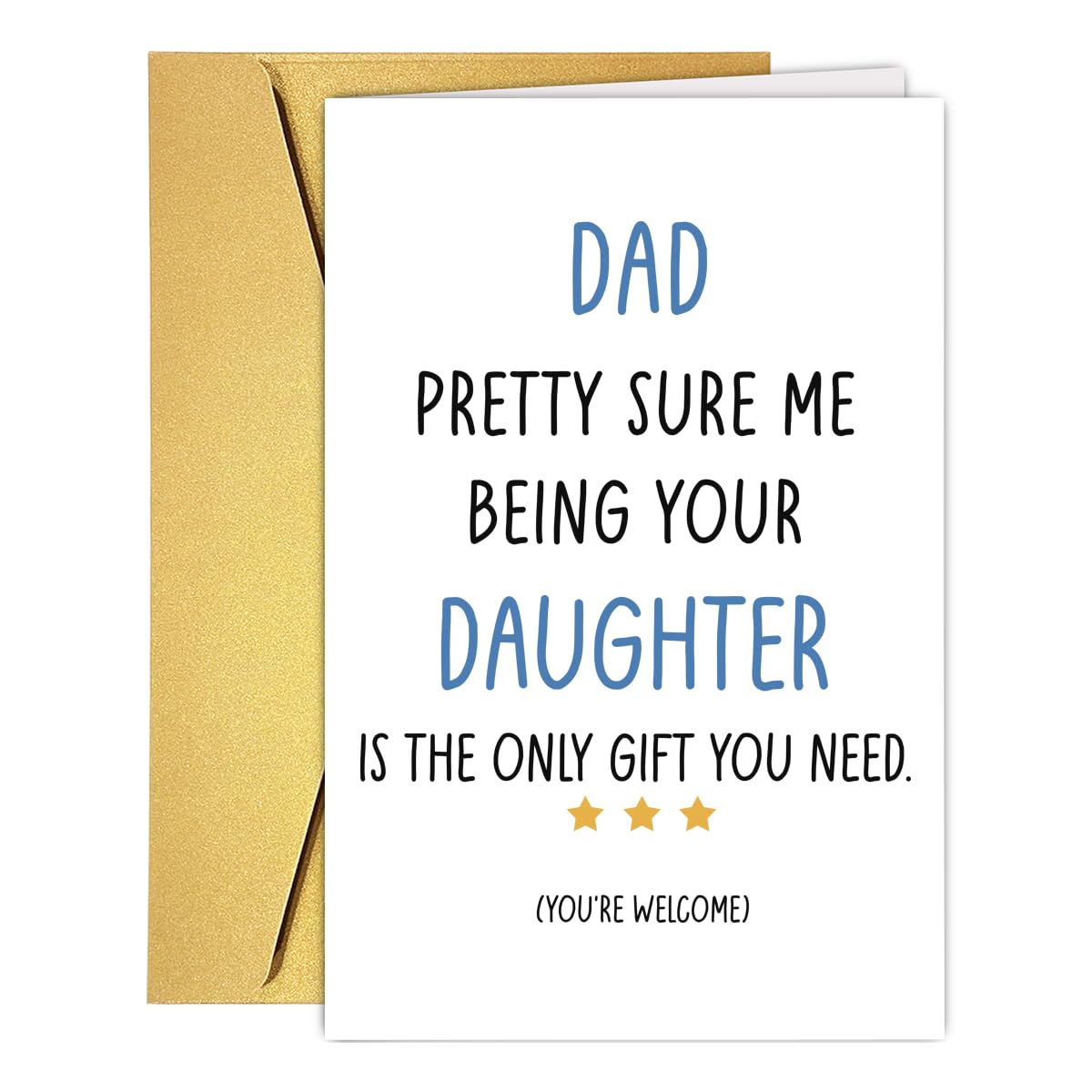 Qamza Humorous Father's Day Card for Dad Bonus Dad from Daughters, Funny Father's Day Card from Daughter, Happy Dad Fathers Day Cards Gift from