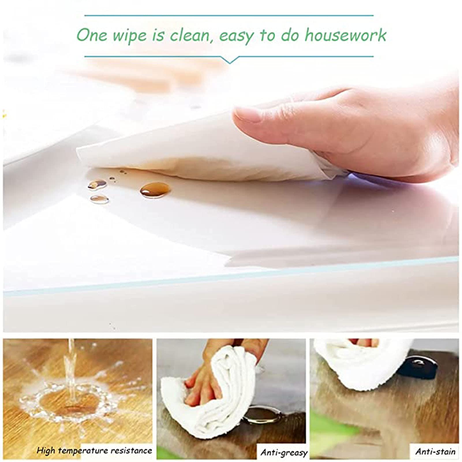 ERoomQ Clear Table Protector,Transparent Plastic Table Cloth Cover PVC Rectangular Thick 1.5mm Wipeable Heat Resistant Protective Pad Dining,80x290cm/31.5x114.2in (80x220cm/31.5x86.6in)