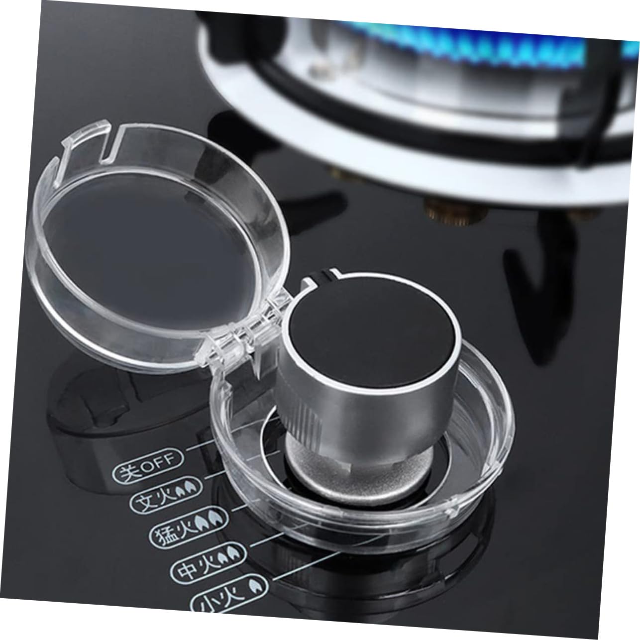 MERRYHAPY 5pcs Childproof Stove Knob Covers Transparent Gas Oven Lock Easy Install Safety Protector for Boy Girl to Prevent Accidental Burner Activation