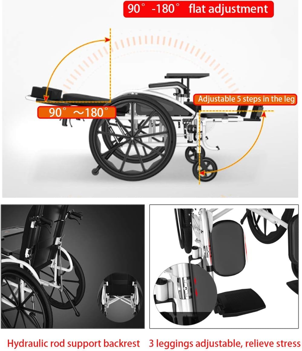 silla de ruedas Silla de ruedas con reposacabezas Silla de ruedas eléctrica plegable y liviana Silla de transporte plegable Ruedas traseras grandes portátiles de 18 pulgadas silla ruedas