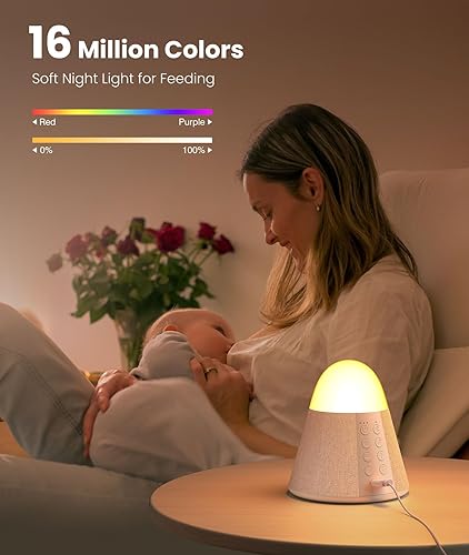 Miniatura 4 de Máquina de sonido mejorada con 54 sonidos relajantes, máquina de sonido de ruido marrón y rosa con control de aplicación, temporizador, luz