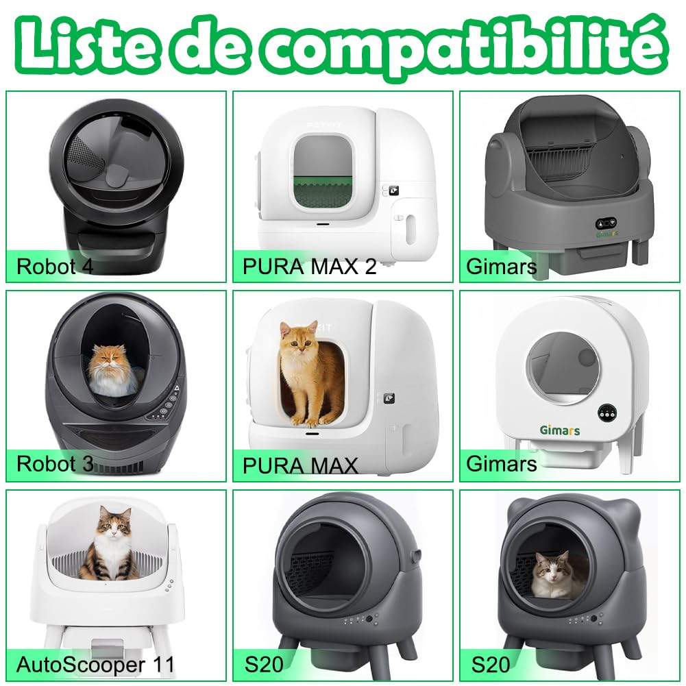 SZEE 120 Sacs pour Litière Chat Autonettoyants, Sacs Poubelles pour Litiere avec Cordons de Serrage, Housses pour Litière Compatible Litter Box 3/4, Résistants aux Griffes pour Chat, 61 x 36 cm