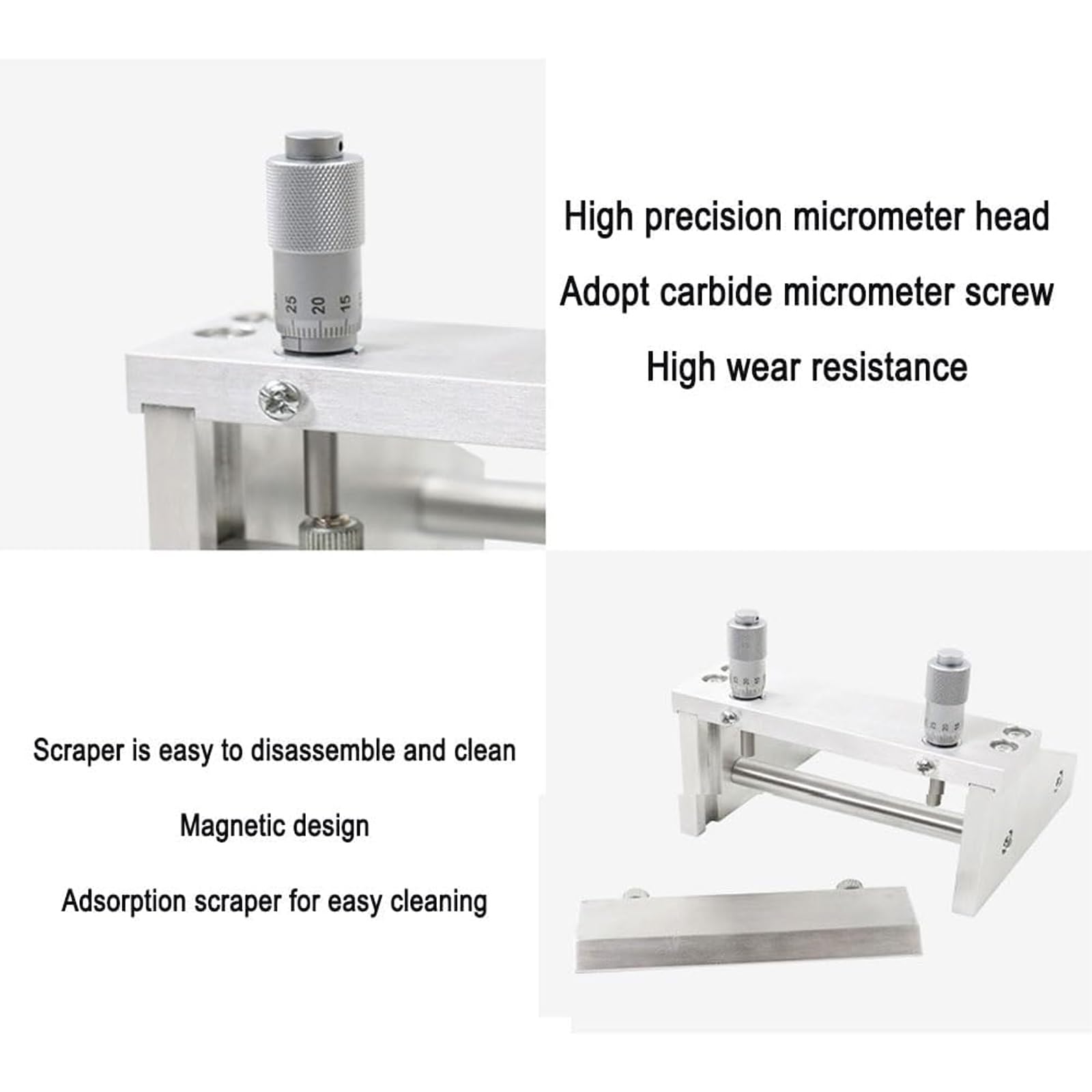 Regulowana powlekarka do aplikatorów foliowych, 0-3500μm Precision Doctor Blade Coater z szerokością 50-300 mm, dokładność ± 2μm, do testowania farb laboratoryjnych, drukowania, powlekania