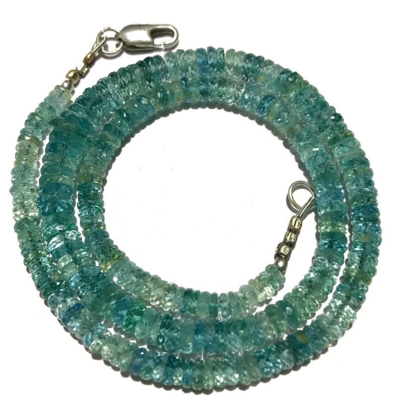 Aigue-marine naturelle perles à facettes 43cm pour création de collier unique