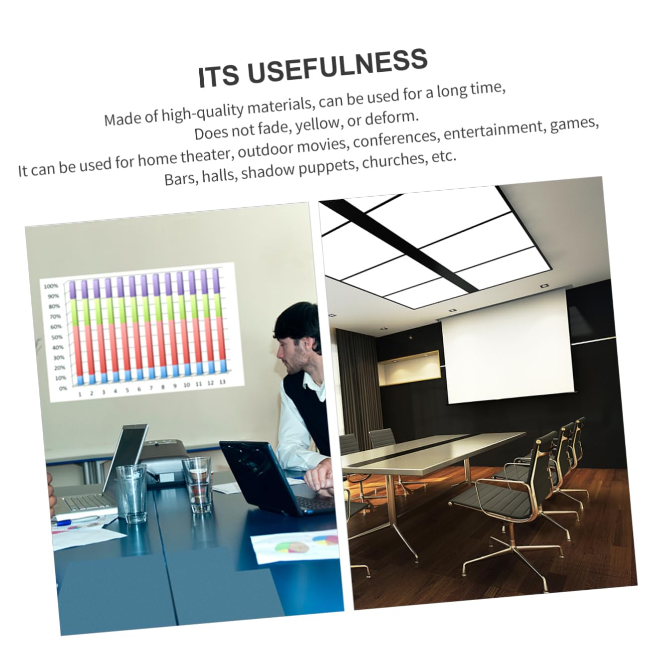 NUOBESTY Schermo di Proiezione Pieghevole 100" 16:9 per Proiettore Domestico, Telo da Parete per Cinema Portatile Bordi Rinforzati, Facile da Installare per Home Theater, Uffici, Scuole