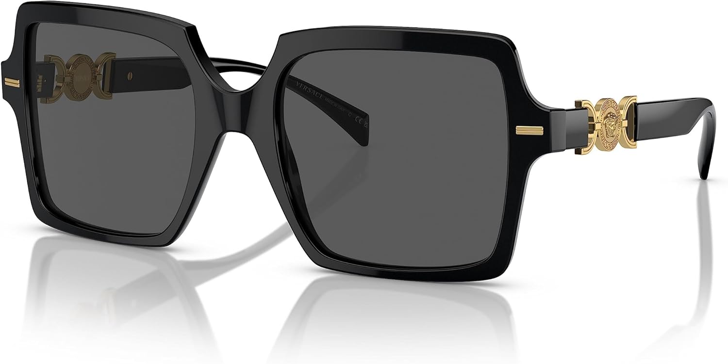 Versace Woman Sunglasses Black Frame, Dark Grey Lenses, 55MM