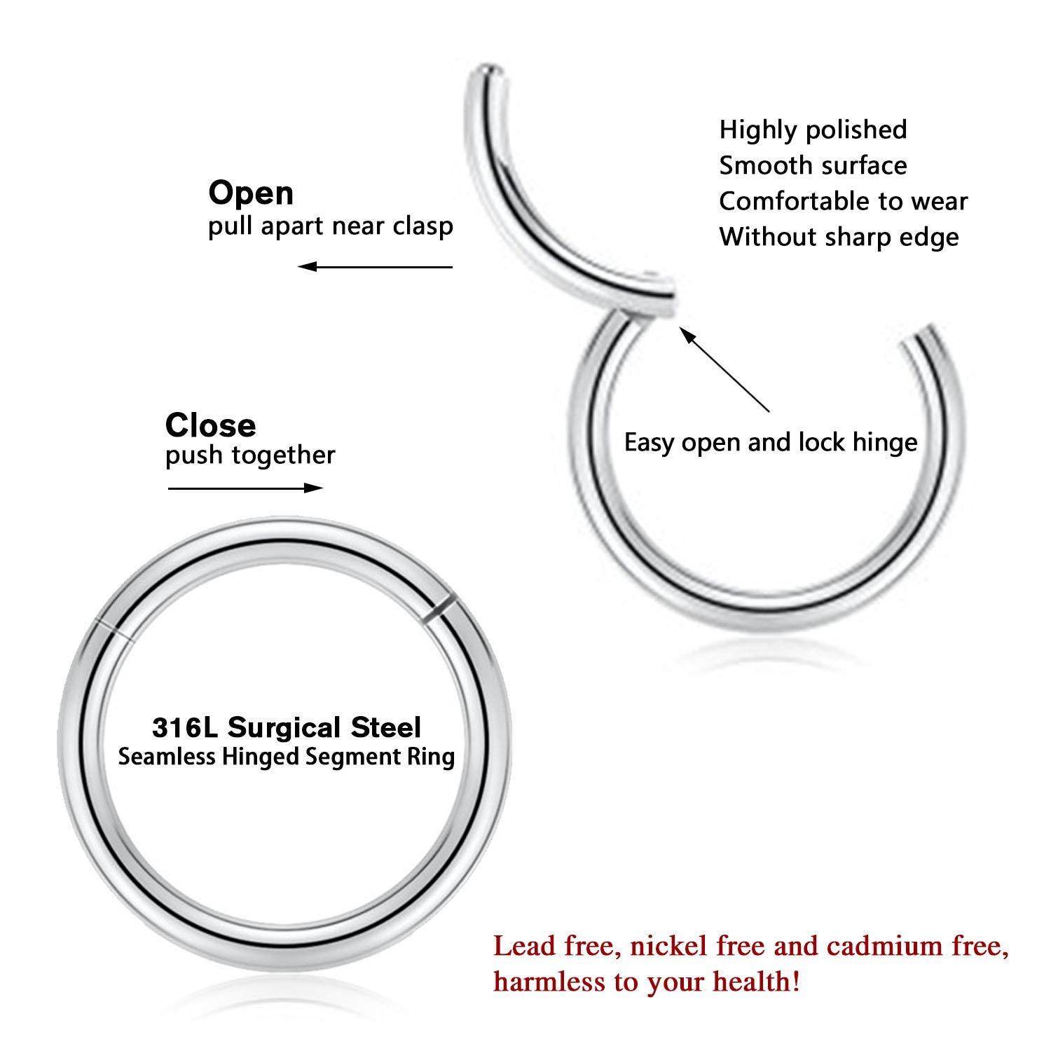 Snapklik 18g Cartilage Earring Hoop Nose Rings 18 Gauge Nose Ring