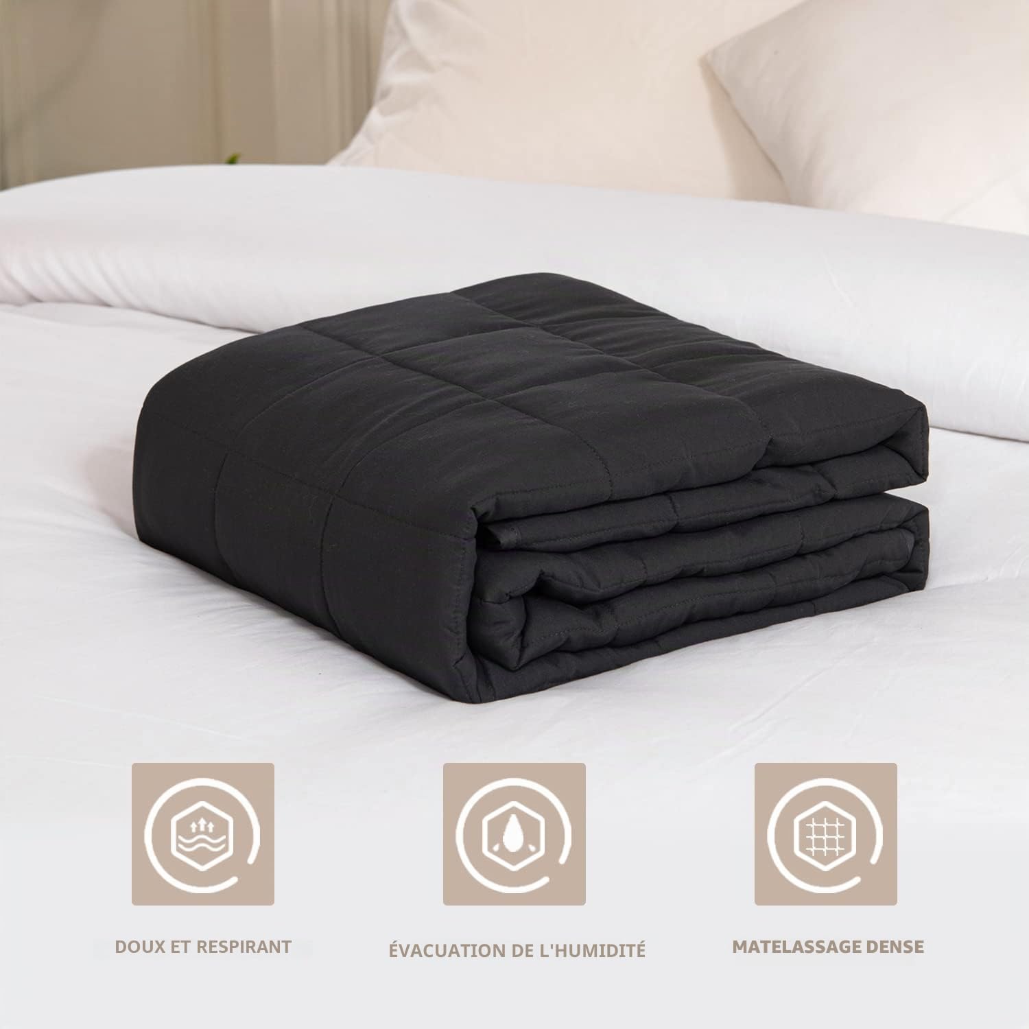 Good Nite Couverture lestée pour soulager Le Stress - Couverture de Bien-être sensorielle apaisante et relaxante pour Adulte, Gris, 125x150cm-4kg