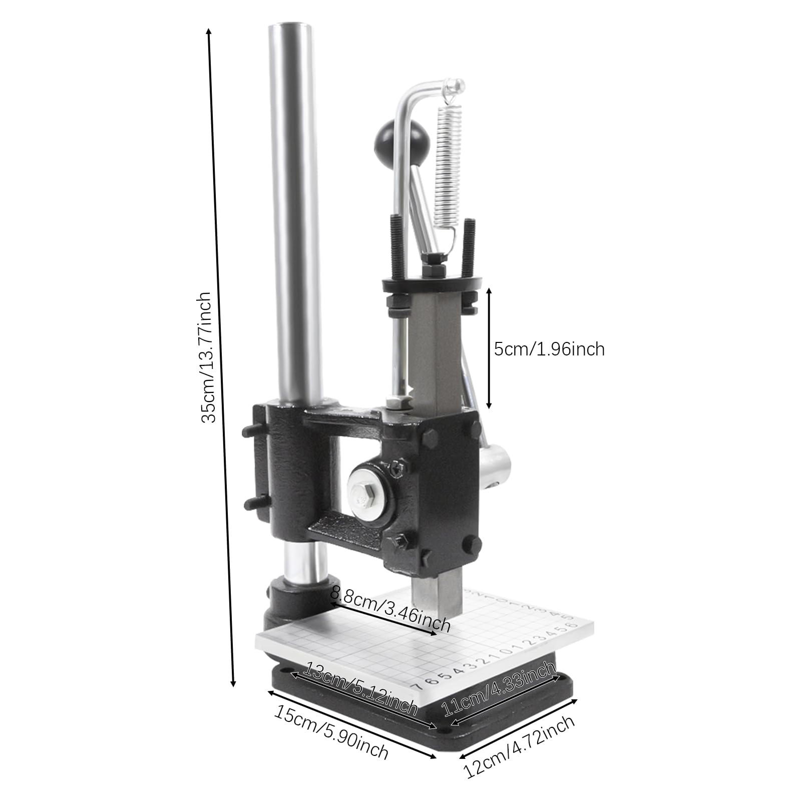 AreMOLO Leather Craft Imprinting Machine, Leather Stamp Punching Logo Pressure Bronzing Tool Kit Embossing Presser, Leather Hole Puncher Stamping Cutting Stitching Machine, Aluminum Plate with Scale