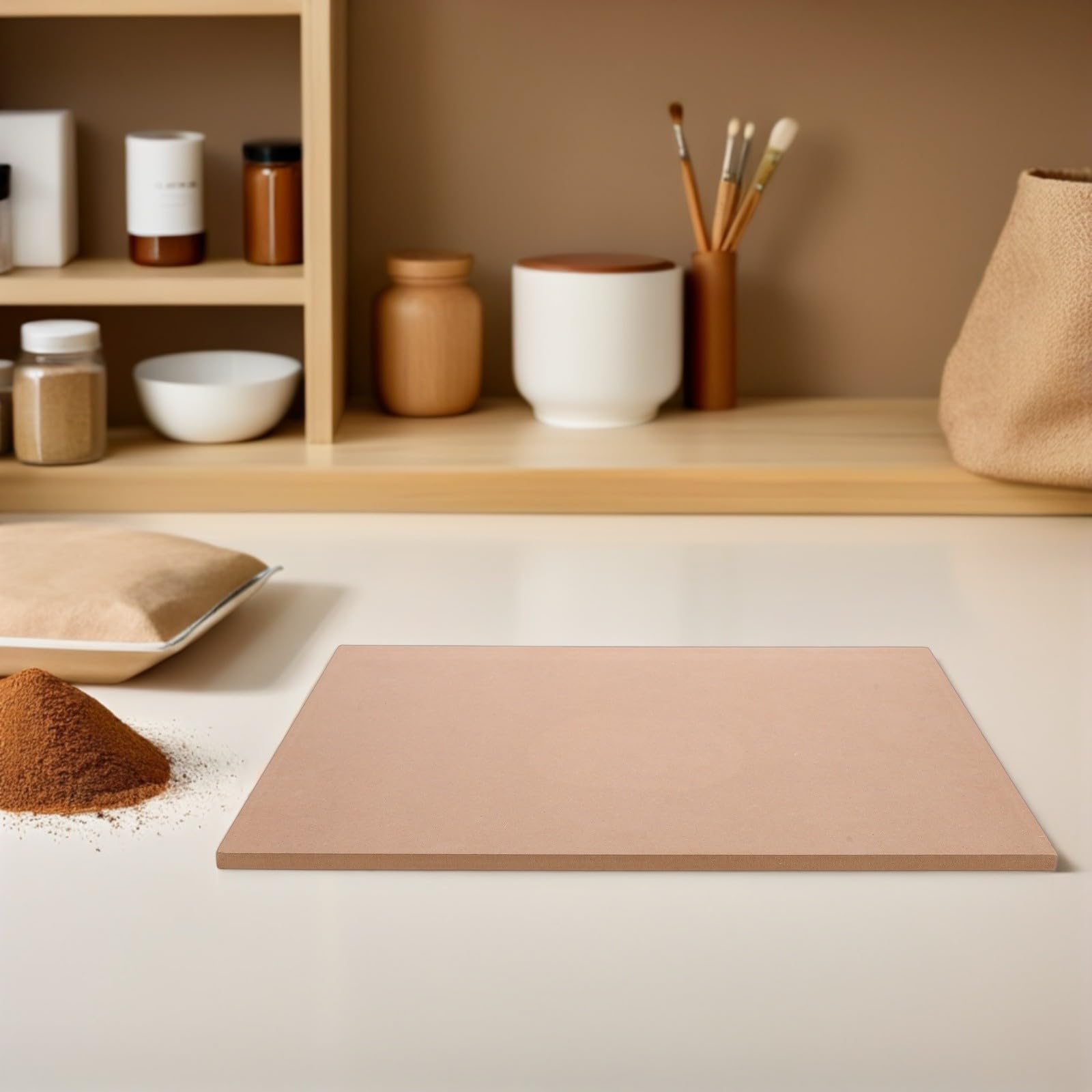 Plateau Carré en Bois 30x40 Cm pour Poterie Planche à Sculpter la Poterie, Outil de Malaxage en Argile Céramique, Base Stable pour Séchage, Surface Lisse Facile à Nettoyer, Léger